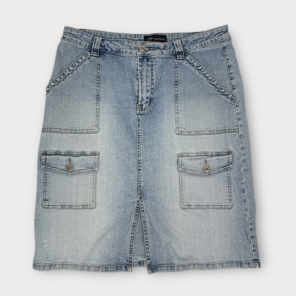 Vintage 90s Y2K Santana Jeans Denim Cargo Skirt - Picture 1 of 7